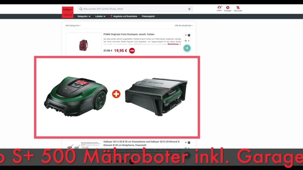 Schnäppchen/Billiger des Tages 07.05.21 - Bosch Powertools Indego S+ 500 Mähroboter inkl. Garage