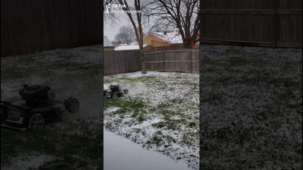 Blind roommate mowing the yard..