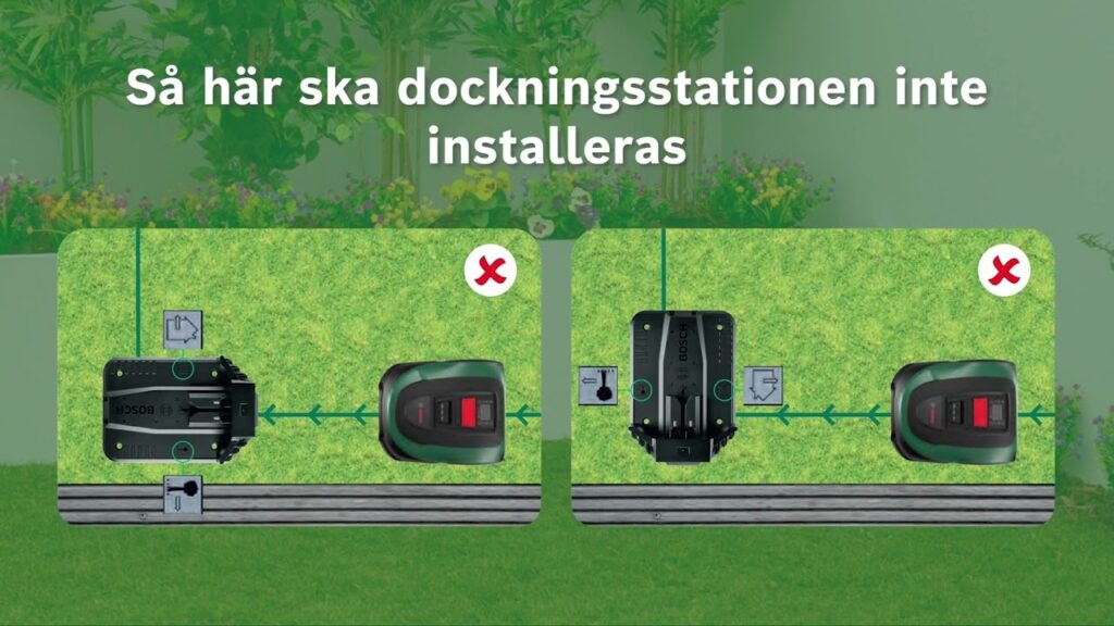 Bosch Indego installationsvideo. Steg 3: Placera dockningsstationen.