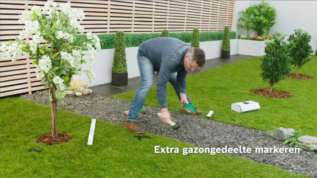 Bosch Indego installatievideo. Stap 5: begrenzingsdraad aanleggen