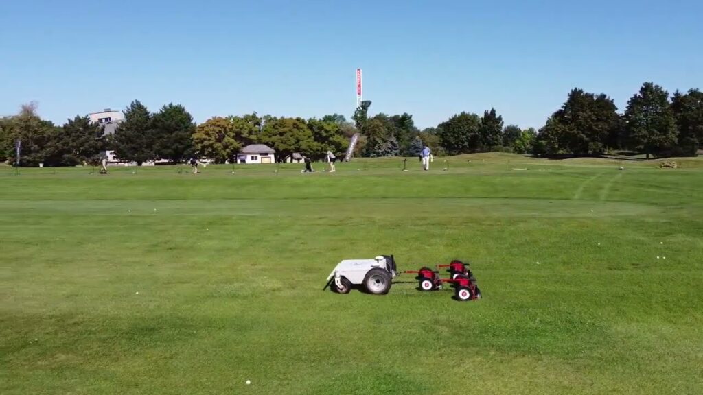 XeraTech RoboMow Autonomous Robot Mower mowing the golf range