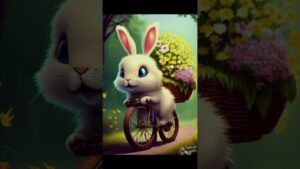 A cute rabbit on bicycle #bunnys #rabbit #bicycle #ai #cute #robomow #robodoc #norobots #roboump